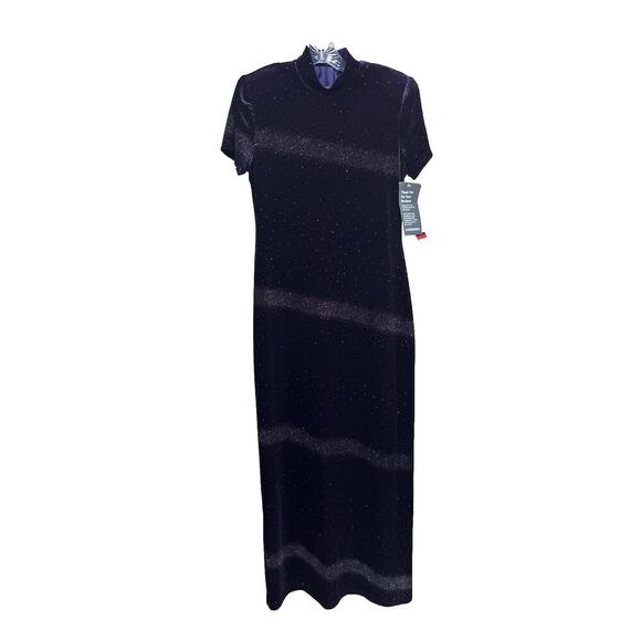 Vintage 90s Y2K Jessica Howard Purple Velvet Maxi Dress 8 Fairy Witchy Party - Picture 1 of 11